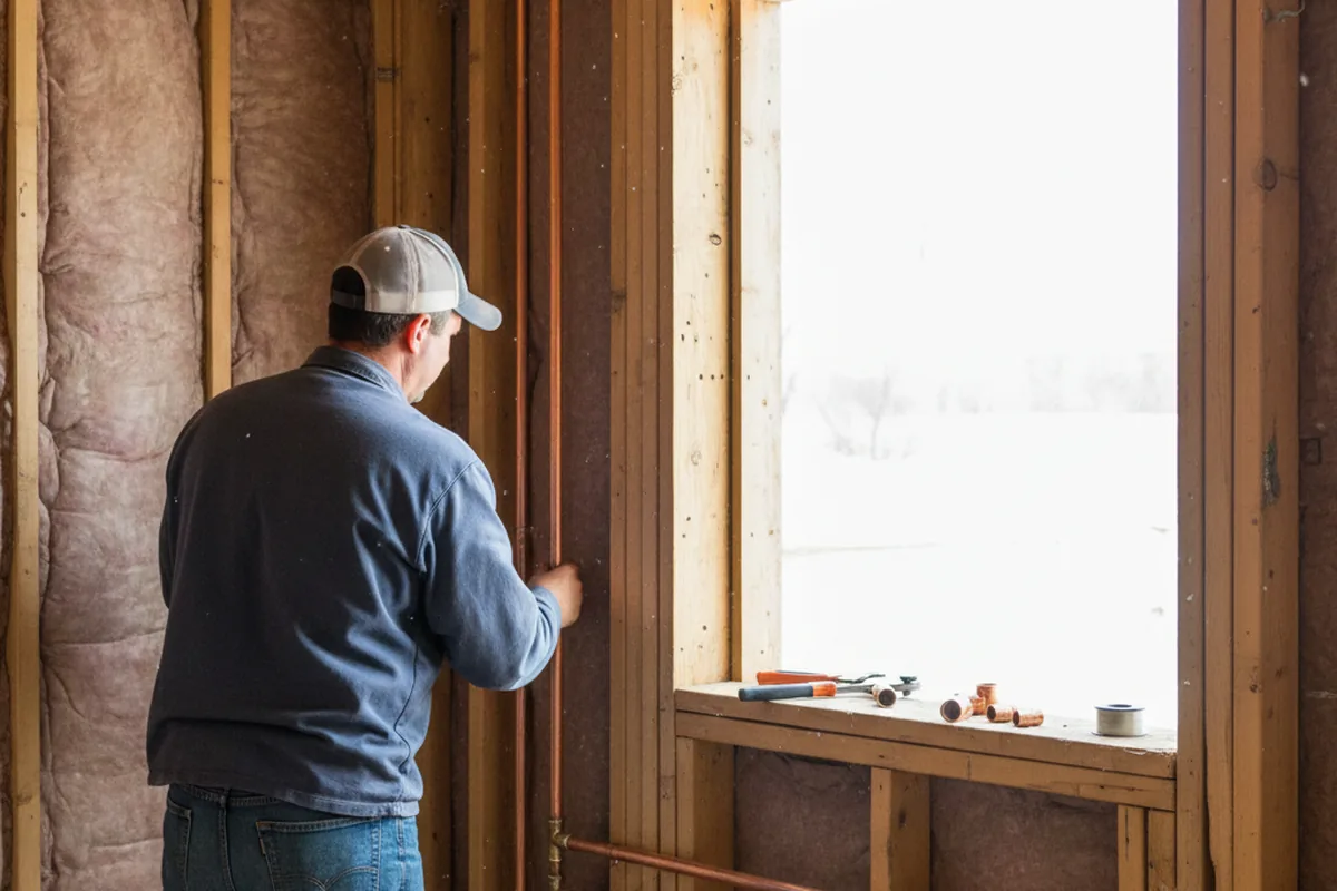 Licensed plumber running new copper supply lines in a Banks home