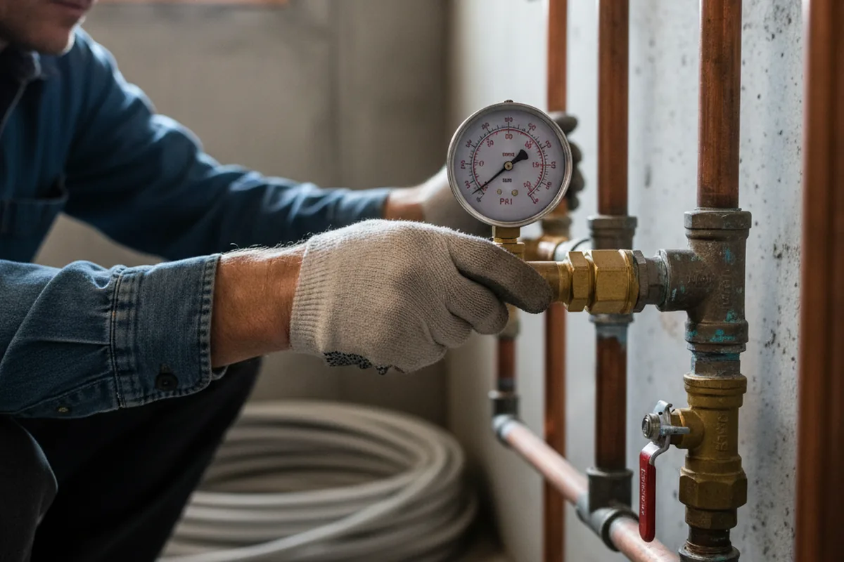 Pressure testing a repaired line during Water Line Repair in Banks